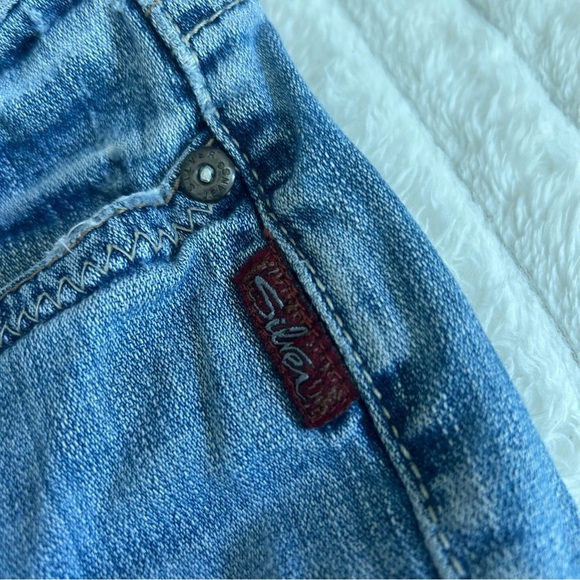 Silver Jeans Womens US24 Lowrise Light Blue Straight Leg Jeans - Picture 6 of 13